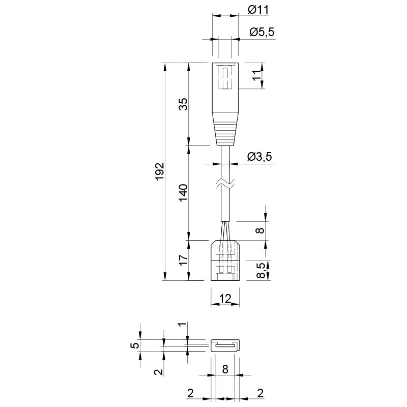 Connector for LED-3528 SMD with Jack 5.5 mm connector