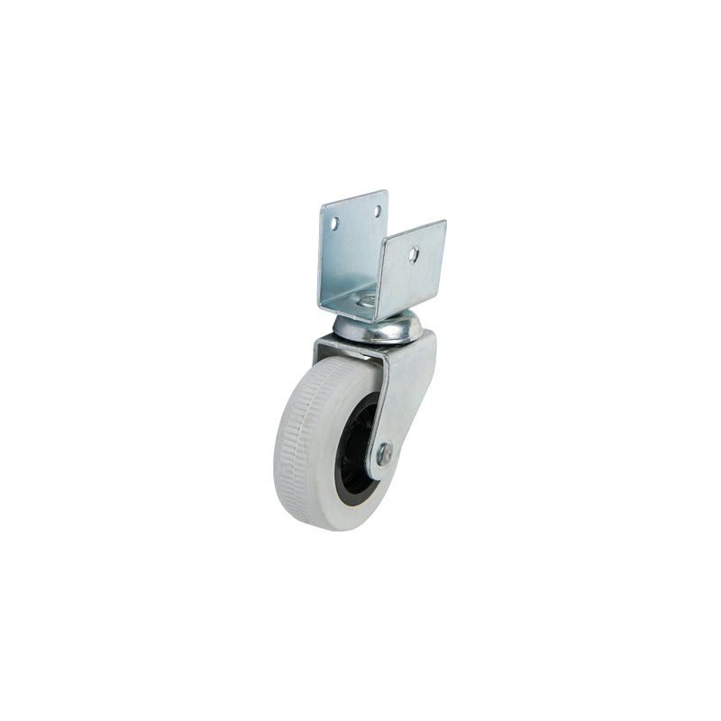 Rubber roller HTS 324 with chipboard holder 18 mm, Ø 50 mm, max 38 kg, white