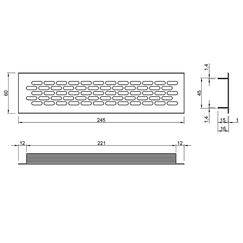 Ventilation grid 245x60