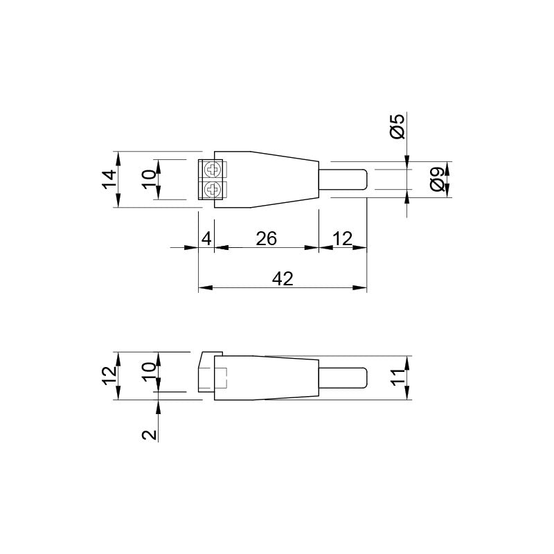 Power plug 2.1/5.5 mm, with terminal block (for screw)