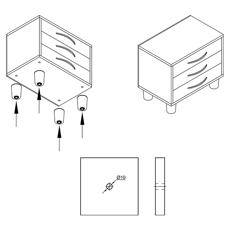 Adjustable furniture leg - big, Manhattan h=27-39 mm, max 50 kg