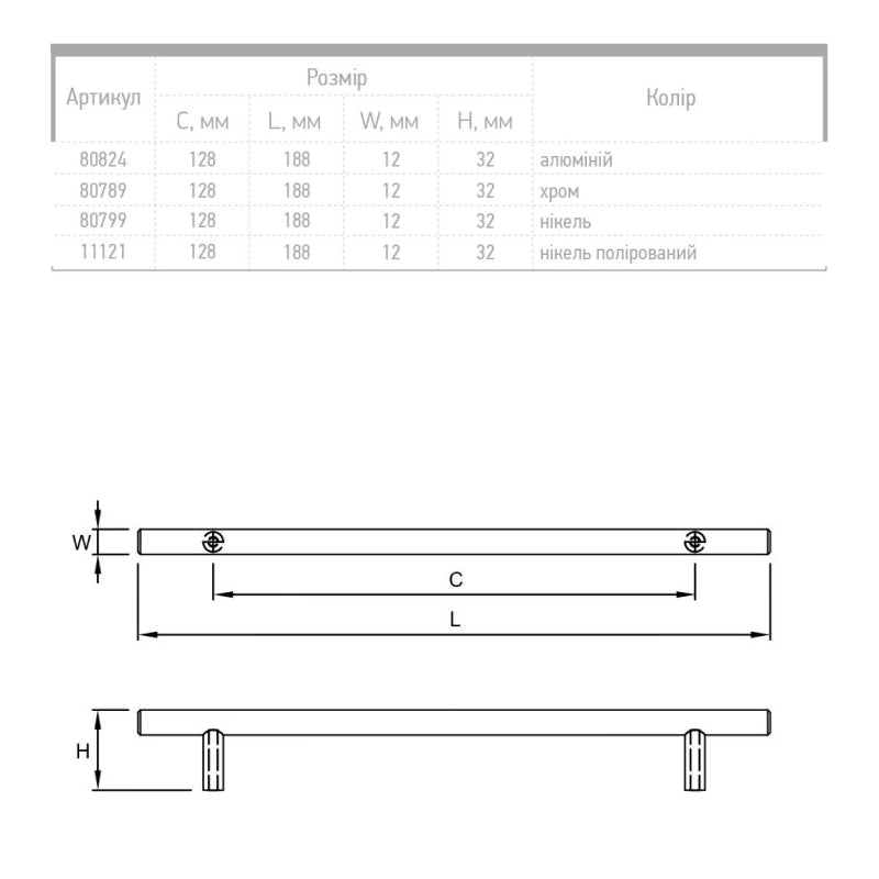 Railing handle RE 1004/128 (DR 10/128 G2) monolith Ø 12