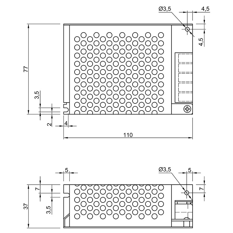 Power supply unit for LED, 60W, 12V, IP20, metal housing