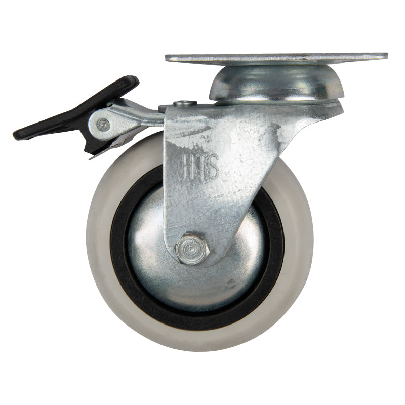 Rubber roller HTS 351 with platform, Ø 75 mm, max. 50 kg, white