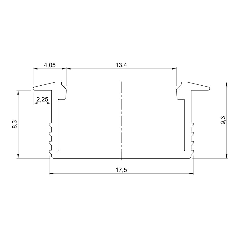 Profile for LED strip, L = 3m, aluminum, anodised silver