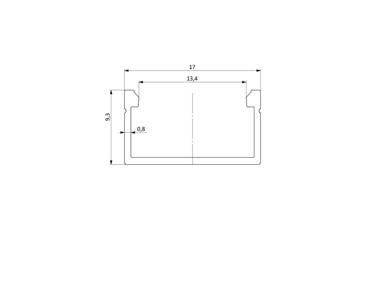 Profile for LED strip, L = 3m, aluminum, anodised silver